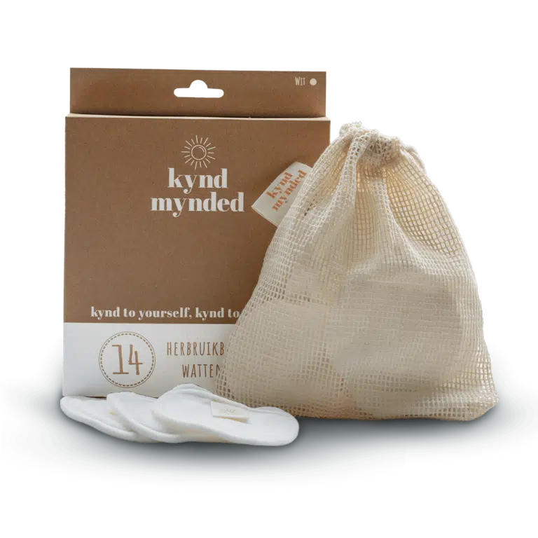 Kynd Mynded - Wasbare wattenschijfjes 14 stuks - wit
